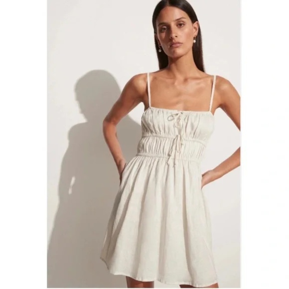 NWOT Faithfull the Brand Shivka Linen Mini Dress in Black